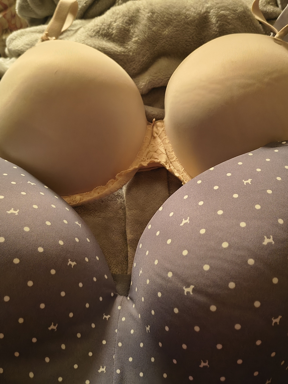 PINK Victoria's Secret Push-Up Bras in Nude and Lavender Polka Dot